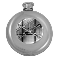 Architecture Stairs Steel Abstract Round Hip Flask (5 Oz) by Sapixe