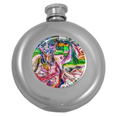 Budha Denied The Shine Of The World Round Hip Flask (5 Oz) by bestdesignintheworld