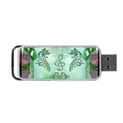 Music, Decorative Clef With Floral Elements Portable Usb Flash (one Side) by FantasyWorld7