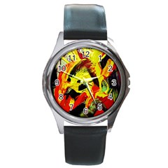 Fish And Bread1/1 Round Metal Watch by bestdesignintheworld