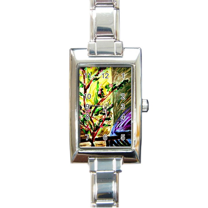 House Will Be Buit 4 Rectangle Italian Charm Watch