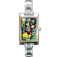 Dance Of Oil Towers 4 Rectangle Italian Charm Watch by bestdesignintheworld