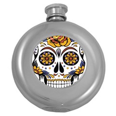 Sugar Skull Round Hip Flask (5 Oz) by StarvingArtisan