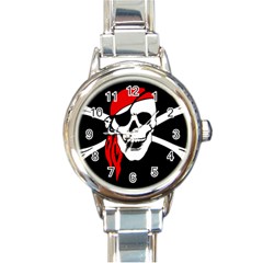 Pirate Skull Round Italian Charm Watch by StarvingArtisan