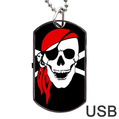 Pirate Skull Dog Tag Usb Flash (two Sides) by StarvingArtisan