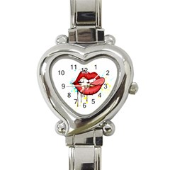 Bit Your Tongue Heart Italian Charm Watch by StarvingArtisan