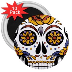 Sugar Skull 3  Magnets (10 Pack)  by StarvingArtisan