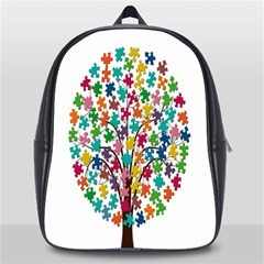 Tree Share Pieces Of The Puzzle School Bag (large) by Simbadda