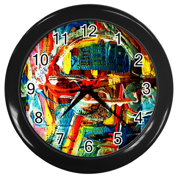 Red Aeroplane 1 Wall Clocks (Black)