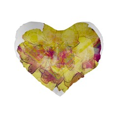 Yellow Rose Standard 16  Premium Flano Heart Shape Cushions by aumaraspiritart