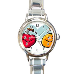 Dancing Fruit Apple Organic Fruit Round Italian Charm Watch by Simbadda