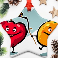 Dancing Fruit Apple Organic Fruit Star Ornament (two Sides) by Simbadda