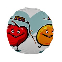 Dancing Fruit Apple Organic Fruit Standard 15  Premium Flano Round Cushions by Simbadda