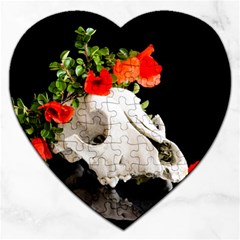 Animal Skull With A Wreath Of Wild Flower Jigsaw Puzzle (heart) by igorsin