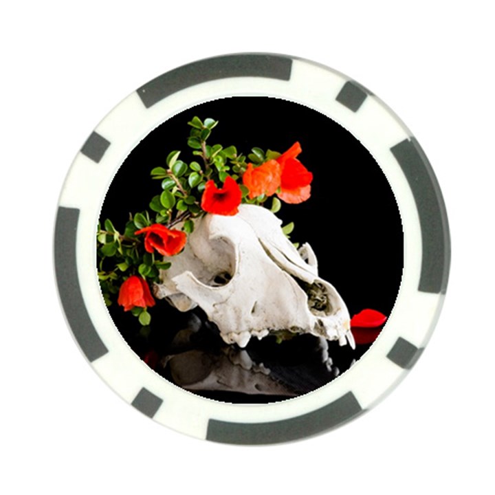 Animal skull with a wreath of wild flower Poker Chip Card Guard