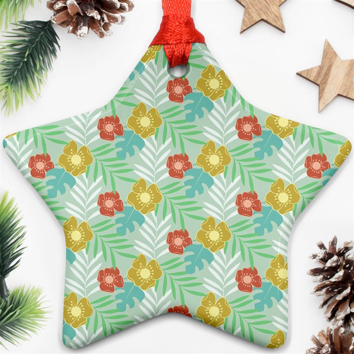 Vintage floral summer pattern Ornament (Star)