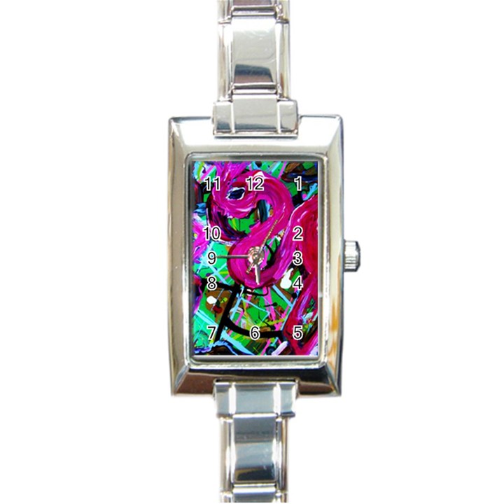 Flamingo   Child Of Dawn 2 Rectangle Italian Charm Watch