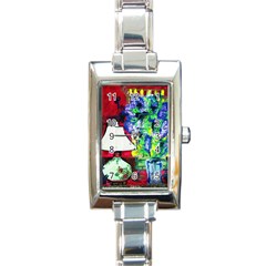 Lilac, Lamp And Curtain Window 2 Rectangle Italian Charm Watch by bestdesignintheworld