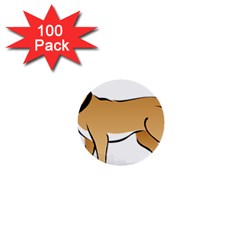 Dog Brown Pet Animal Tail Eskimo 1  Mini Buttons (100 Pack)  by Nexatart