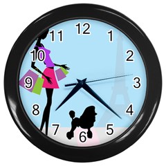 Woman Girl Lady Female Young Wall Clocks (black) by Nexatart