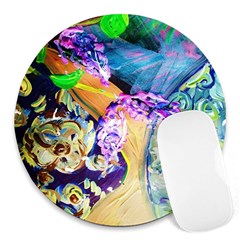 Blue Lilac On A Countertop 3 Round Mousepads by bestdesignintheworld