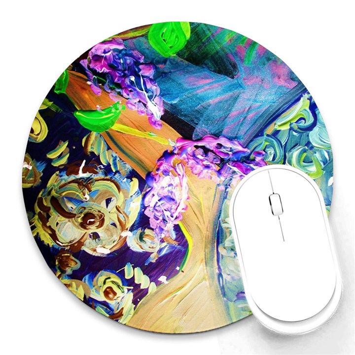 Blue Lilac On A Countertop 3 Round Mousepads