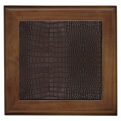 Gator Brown Leather Print Framed Tiles by LoolyElzayat