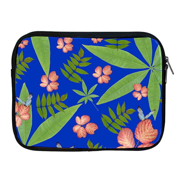 Leaves On Blue Apple iPad 2/3/4 Zipper Cases