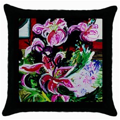 Lilac And Lillies 3 Throw Pillow Case (black) by bestdesignintheworld