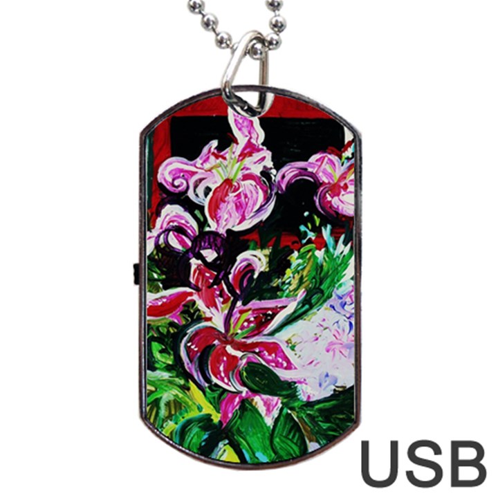 Lilac And Lillies 3 Dog Tag USB Flash (One Side)