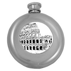 Line Art Architecture Round Hip Flask (5 Oz) by Sapixe