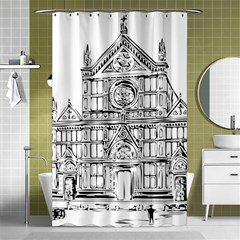 Line Art Architecture Church Italy Shower Curtain 48  X 72  (small)  by Sapixe