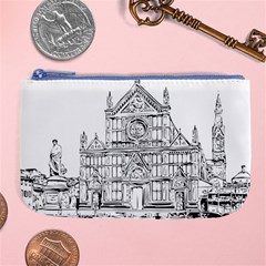 Line Art Architecture Church Italy Large Coin Purse by Sapixe