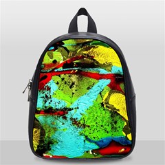 Yellow Dolphins   Blue Lagoon 6 School Bag (small) by bestdesignintheworld