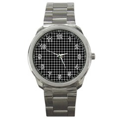 Black And White Optical Illusion Dots And Lines Sport Metal Watch by PodArtist