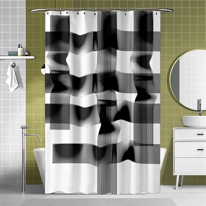 Geometry Square Black And White Shower Curtain 48  x 72  (Small) 