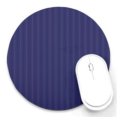 Subtle Textures Usa Flag Blue Mattress Ticking Pattern Round Mousepads by PodArtist