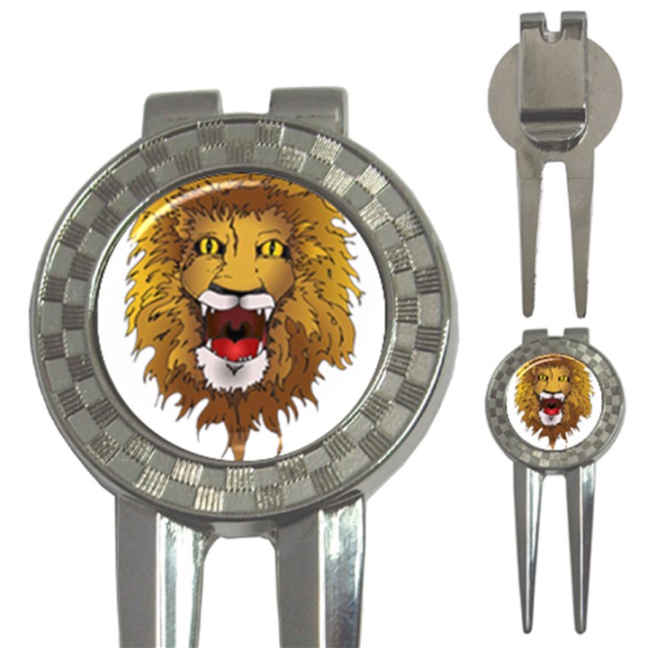 Lion Animal Roar Lion S Mane Comic 3-in-1 Golf Divots