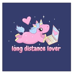 Long Distance Lover - Cute Unicorn Large Satin Scarf (square) by Valentinaart