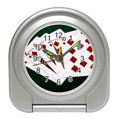 Poker Hands   Royal Flush Diamonds Travel Alarm Clocks by FunnyCow