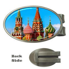 Moscow Kremlin And St  Basil Cathedral Money Clips (oval)  by FunnyCow