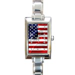 American Usa Flag Rectangle Italian Charm Watch Front