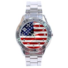 American Usa Flag Stainless Steel Analogue Watch by FunnyCow