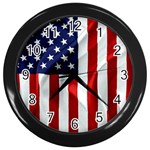 American Usa Flag Vertical Wall Clocks (Black) Front