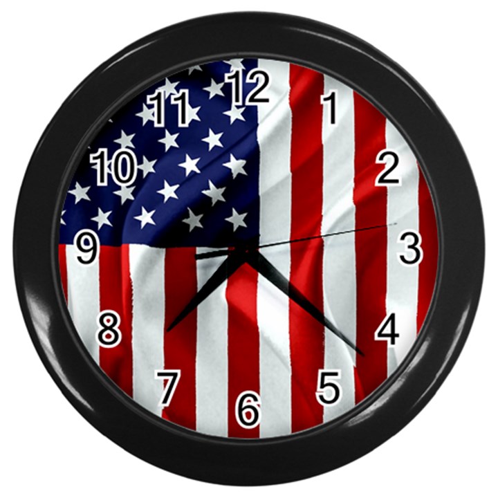 American Usa Flag Vertical Wall Clocks (Black)