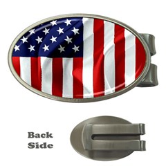 American Usa Flag Vertical Money Clips (oval)  by FunnyCow