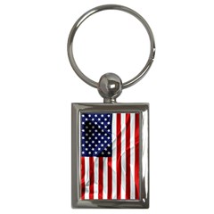 American Usa Flag Vertical Key Chains (rectangle)  by FunnyCow