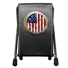 American Usa Flag Vertical Pen Holder Desk Clocks by FunnyCow