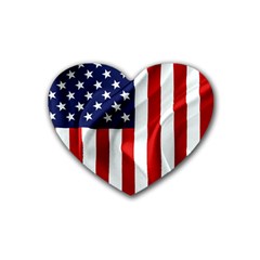 American Usa Flag Vertical Rubber Coaster (heart)  by FunnyCow