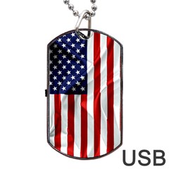 American Usa Flag Vertical Dog Tag Usb Flash (one Side) by FunnyCow